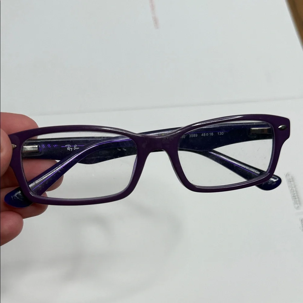 Ray Ban Purple Rectangular Eyeglasses - Picture 7 of 9